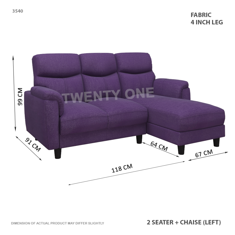 3540 2+L  471-39- 2 SEATER WITH CHAISE FABRIC SOFA 1B LEFT